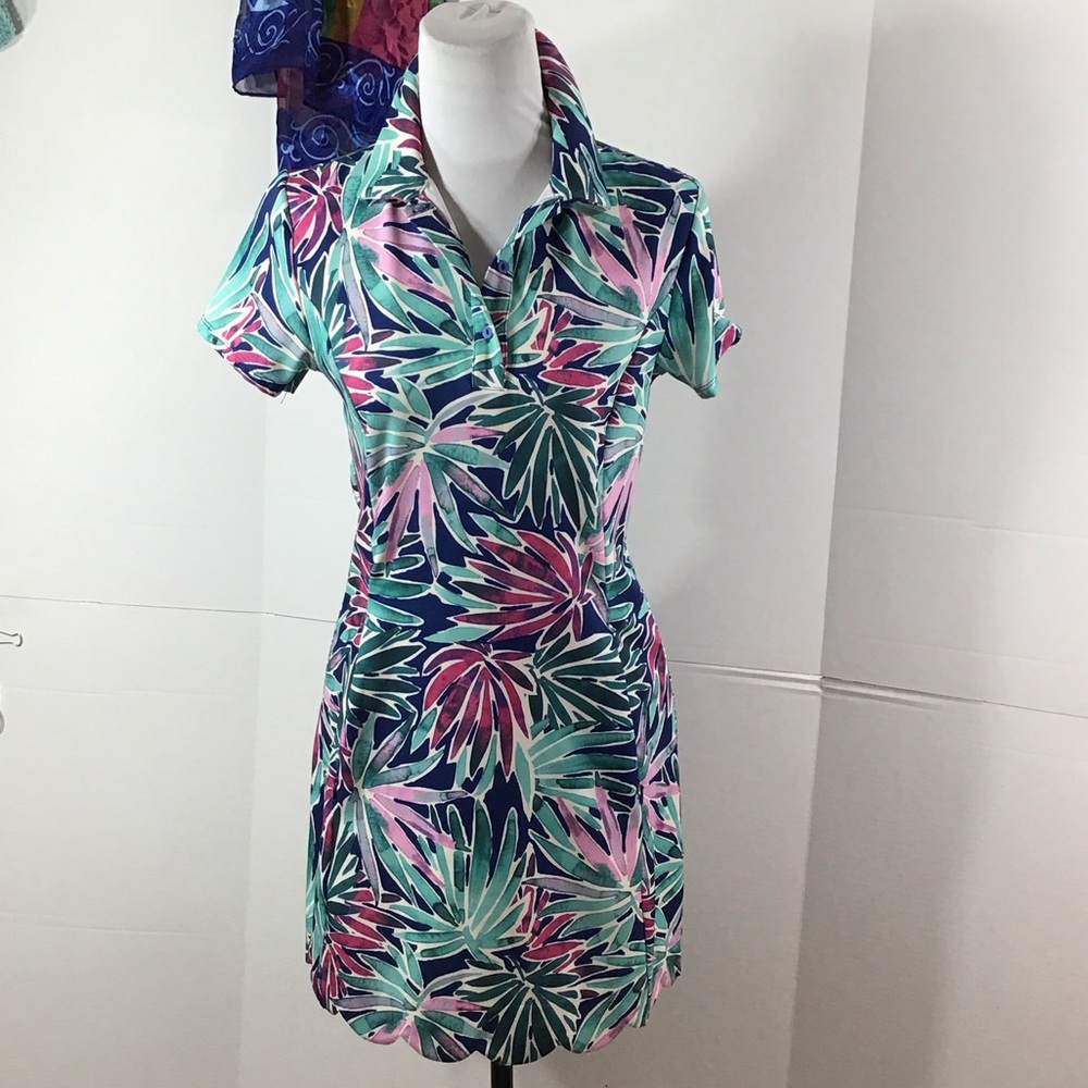 Sigrid Olsen tropical leaf athletic dress XS